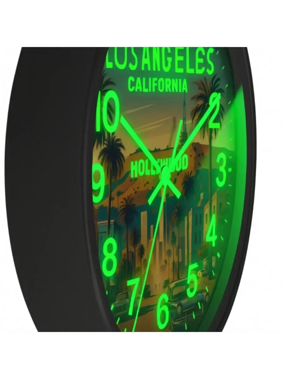 Hollywood Los Angeles Glow In The Dark Wall Clock New!